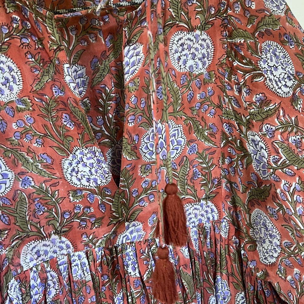 Dolma Mylah Floral Midi Dress Cotton Block Print - Picture 9 of 9